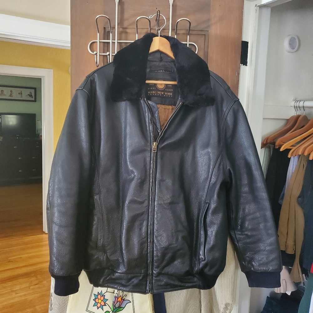 Andrew Marc Leather Fur Bomber